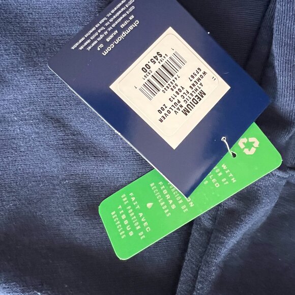 NWT Champion Women’s Crewneck Sweatshirt – Navy Blue Logo Pullover Size Medium - Picture 7 of 10